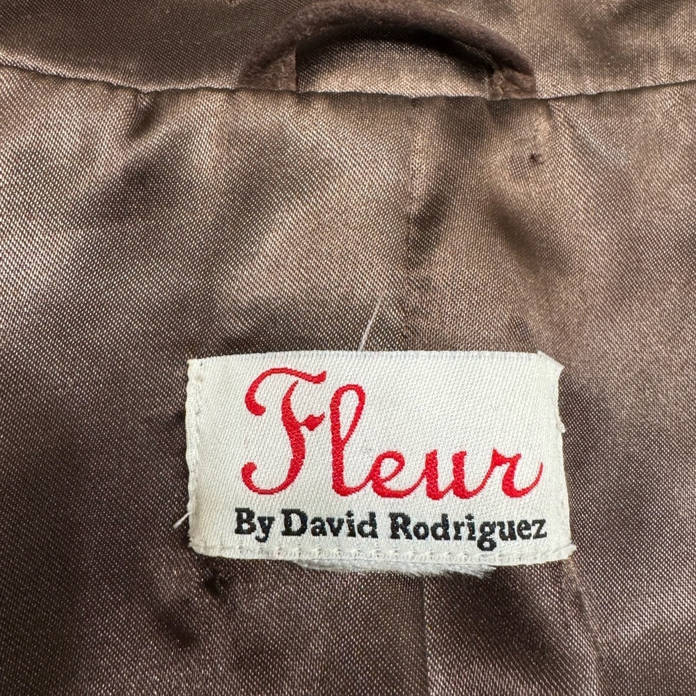 David Rodriguez Fleur Crop Brown Suede Women's Jacket with Fur embroidered trim - Picture 5 of 5